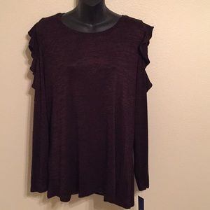 NWT Apt. 9 Long Sleeve Cold Shoulder Top XL